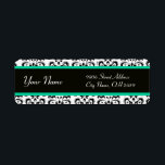 ETIQUETA BLACK WHITE EMERALD GREEN DAMASK<br><div class="desc">Elegant, classy, unique return address design with vibrant green stripe by Bulgan Lumini (c) .Easy to customize with your own text as a wedding favor tag , rsvp , save-the-date, thank you, bridal showers, birthday party: sweet 16, quinceanera, Bat Mitzvah , engagement showers, new birth, baby showers graduations , anniversaries,...</div>