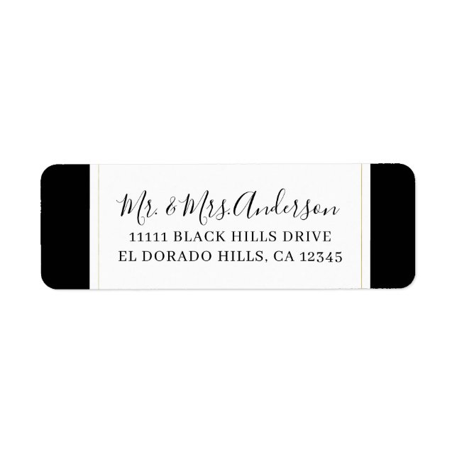 Etiqueta Black White Gold Modern Minimal Elegant Wedding (Frente)