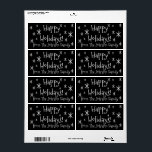 Etiqueta Black White Happy Holidays Christmas Gifts Labels<br><div class="desc">Shipping or Christmas Gifts Labels Black and White Typography Happy Holidays from The Johnson Family,  Christmas Season Stars,  you can change the text and the colors and add your name</div>