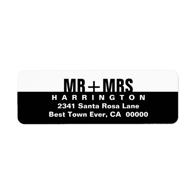 Etiqueta Black White Modern Simple MR y MRS. (Frente)