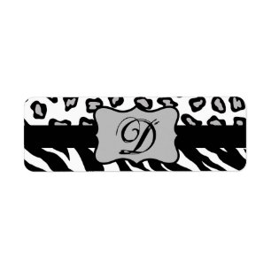 Etiqueta Black & White Zebra & Cheeta Skin Personalized