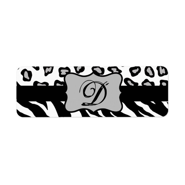 Etiqueta Black & White Zebra & Cheeta Skin Personalized (Frente)