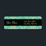 ETIQUETA BLACK YELLOW AQUA BLUE TEAL DAMASK<br><div class="desc">Elegant, classy, unique return address design witht black stripe by Bulgan Lumini (c) .Easy to customize with your own text as a wedding favor tag , rsvp , save-the-date, thank you, bridal showers, birthday party: sweet 16, quinceanera, Bat Mitzvah , engagement showers, new birth, baby showers graduations , anniversaries, or...</div>