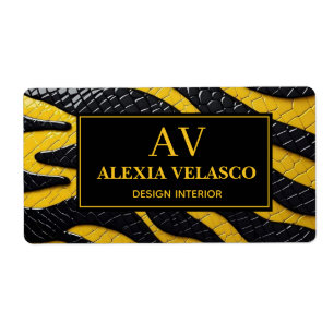 Etiqueta Black & Yellow Luxury Modern Animal skin