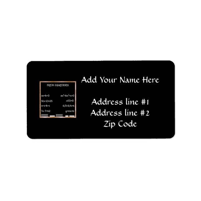 Etiqueta Blackboard con ecuaciones matemáticas (Frente)