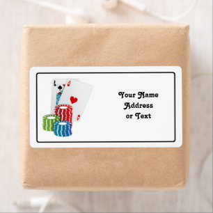 Etiqueta Blackjack con fichas de póker