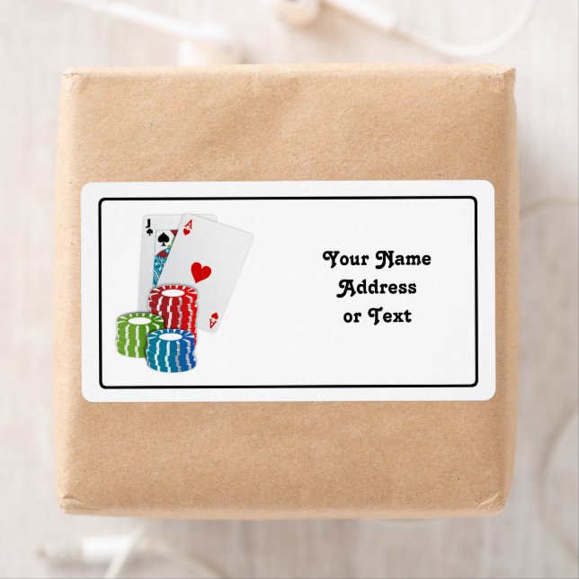 Etiqueta Blackjack con fichas de póker (In situ)