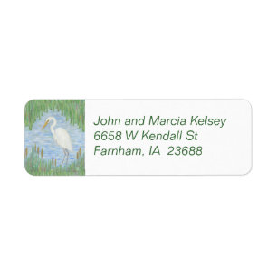 Etiqueta blanca del remite del Egret