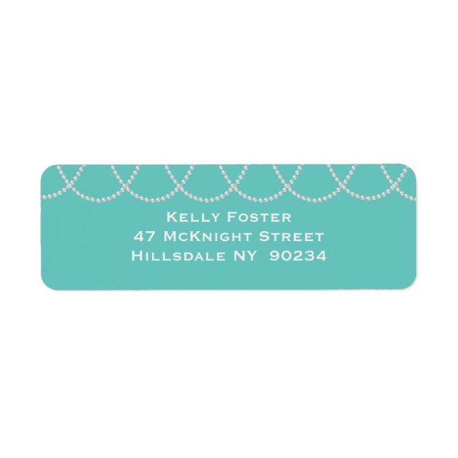 Etiqueta blanca Turquesa y Pearl Bridal Shower (Frente)