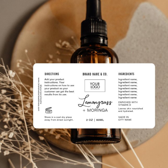 Etiqueta blanca y negra de Personalizable de produ (Subido por el creador)