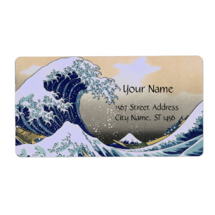 Etiqueta Blanco azul de la GRAN ONDA