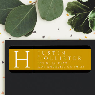 Etiqueta Blanco dorado y negro   Dirección de devolución de