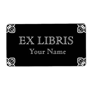 Etiqueta Blanco en bookplate negro