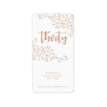 Blanco floral moderno y oro Rosa 30 cumpleaños