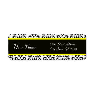 ETIQUETA BLANCO NEGRO AMARILLO DAMASK