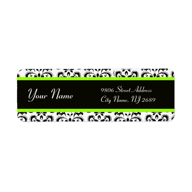 ETIQUETA BLANCO NEGRO AMARILLO VERDE DAMASK (Frente)