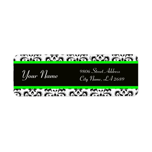 ETIQUETA BLANCO NEGRO LIGERA VERDE DAMASK (Frente)