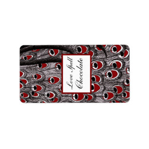 Etiqueta Blanco negro rojo pavo real de Hershey de 1.25" x