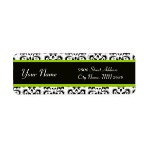 ETIQUETA BLANCO NEGRO VERDE DAMASK