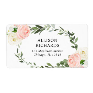 Etiqueta Blanco rosa y florido
