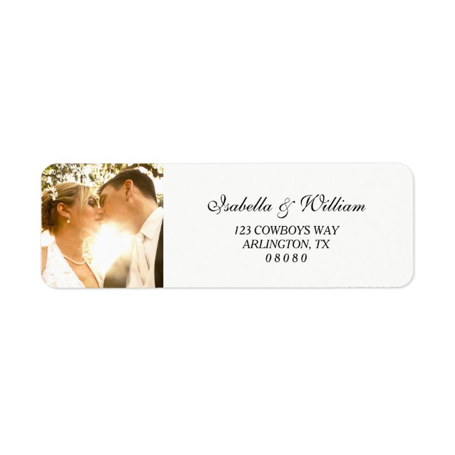 Etiqueta Blanco simple con tu Boda fotográfico (Frente)