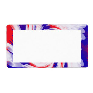 Etiqueta blanco y azul rojos