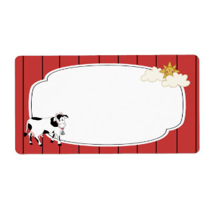 Etiqueta blanco y negro de la vaca