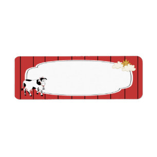 Etiqueta blanco y negro de la vaca