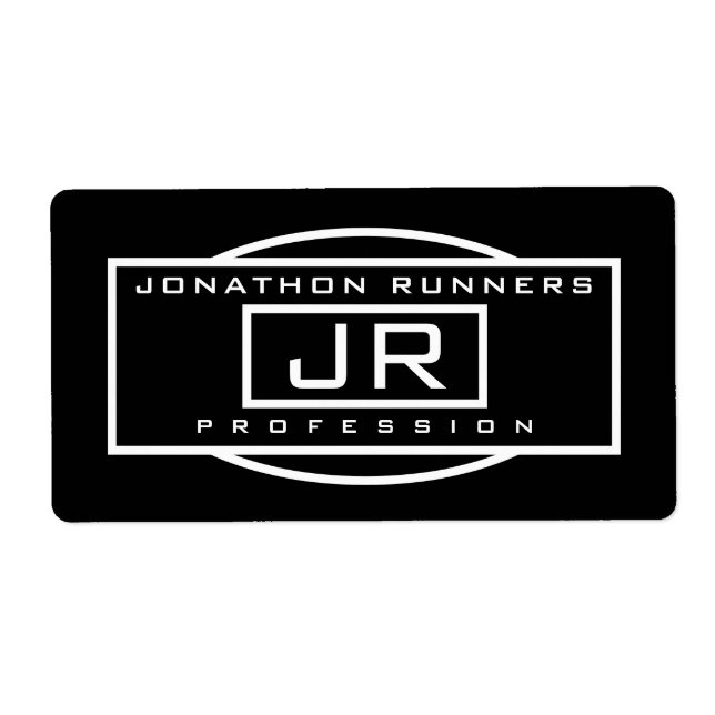 Etiqueta Blanco y negro deportivo masculino (Frente)