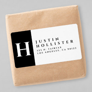 Etiqueta Blanco y negro   Dirección de devolución negrita d