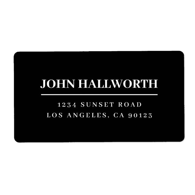 Etiqueta Blanco y Negro Moderno (Frente)