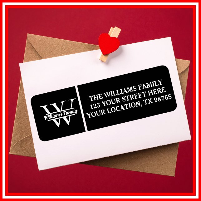 Etiqueta Blanco y negro | Monograma de nombre de familia si (Subido por el creador)