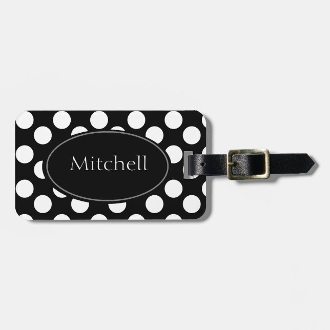 Etiqueta blanco y negro personalizada del equipaje (Frente Horizontal)