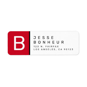 Etiqueta Blanco y negro rojo   Dirección de retorno moderna