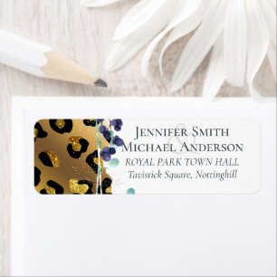 Etiqueta Bling Girly Glam Leopard Imprimir Boda de oro rosa