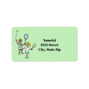 Etiqueta Blonde Hair Tennis Couple Address Labels