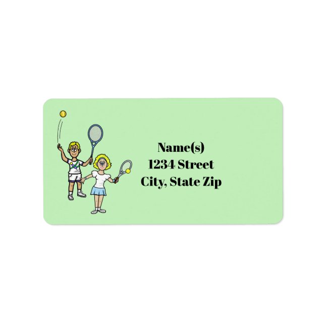 Etiqueta Blonde Hair Tennis Couple Address Labels (Frente)