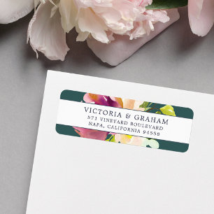 Etiqueta Bloom vibrante Dirección de devolución floral