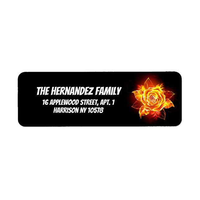 Etiqueta Blooming Fire Rose (Frente)