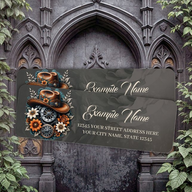 Etiqueta Blooming Gears: Estilo de vaquero Steampunk. (Subido por el creador)