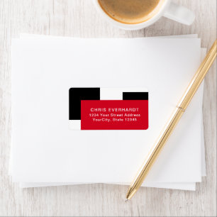 Etiqueta Bloque de color moderno simple: blanco rojo y negr