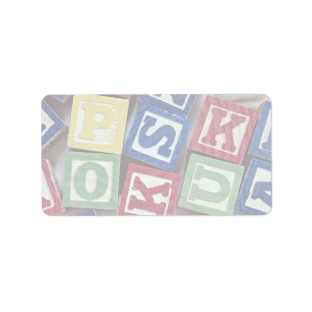 Etiqueta Bloques de madera con alfabetos para niños (Frente)