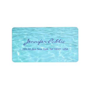 Etiqueta Blue Aqua Handwritten Script Modern Water Template