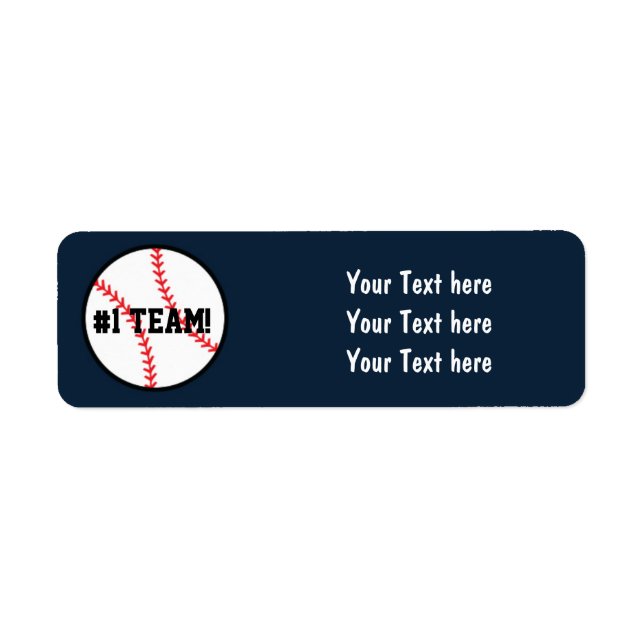 Etiqueta Blue Baseball Team Birthday Party Address Labels (Frente)
