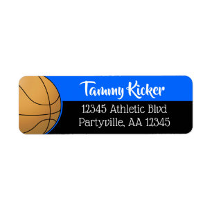 Etiqueta Blue & Black Basketball Address