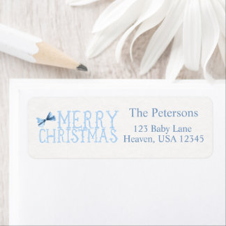 Etiqueta Blue Bow Merry Christmas Return Label