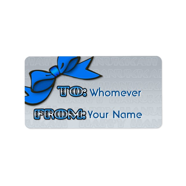 Etiqueta Blue Bow on Silver Hanukkah To-From (Frente)