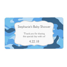 Etiqueta Blue Camouflage Camo Water Bottle Favor