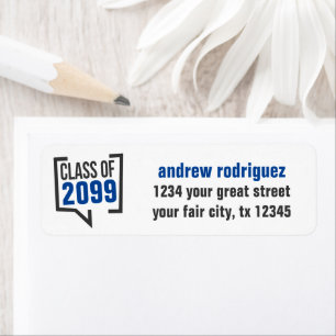 Etiqueta Blue Class Year Speech Bubble Label