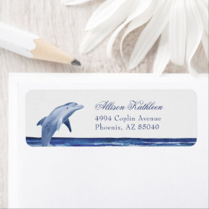 Etiqueta Blue Dolphin Coastal Sea Bridal Shower